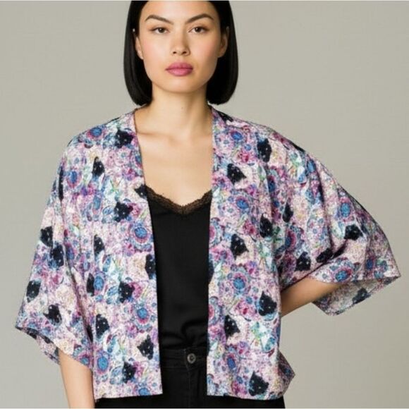 Streetwear Society Tops - Black Panthers Multicolor Open Front Cover-Up